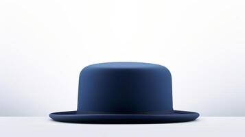 AI generated Photo of Navy Blue Bowler Hat isolated on white background. AI Generated