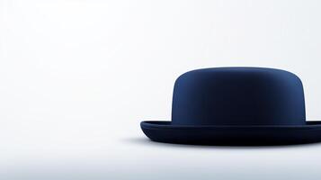 AI generated Photo of Navy Blue Bowler Hat isolated on white background. AI Generated