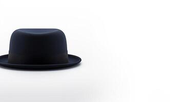 AI generated Photo of Navy Blue Bowler Hat isolated on white background. AI Generated