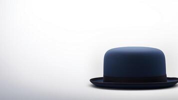 AI generated Photo of Navy Blue Bowler Hat isolated on white background. AI Generated