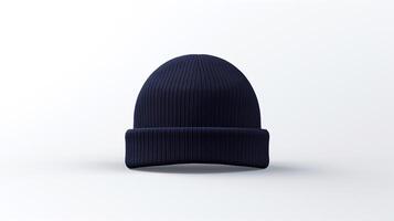 AI generated Photo of Navy Blue Beanie Hat isolated on white background. AI Generated