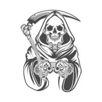 Gaming grim reaper skull with video gamepad vector design