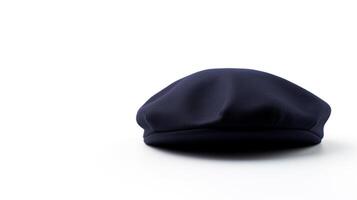 AI generated Photo of Navy Blue Beret Hat isolated on white background. AI Generated