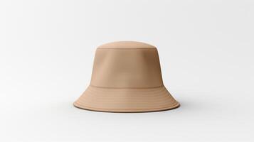 AI generated Photo of Khaki Bucket Hat isolated on white background. AI Generated