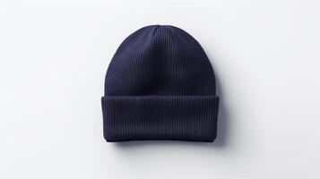 AI generated Photo of Navy Blue Beanie Hat isolated on white background. AI Generated