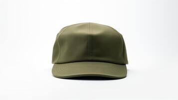 AI generated Photo of Khaki Military Cap isolated on white background. AI Generated