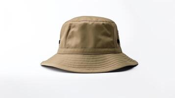 AI generated Photo of Khaki Bucket Hat isolated on white background. AI Generated