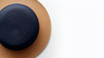 AI generated Photo of Navy Blue Straw hat isolated on white background. AI Generated