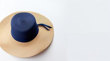 AI generated Photo of Navy Blue Straw hat isolated on white background. AI Generated