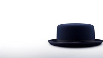 AI generated Photo of Navy Blue Pork Pie Hat isolated on white background. AI Generated