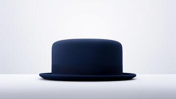 AI generated Photo of Navy Blue Pork Pie Hat isolated on white background. AI Generated