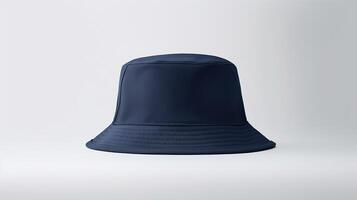 AI generated Photo of Navy Blue Bucket Hat isolated on white background. AI Generated