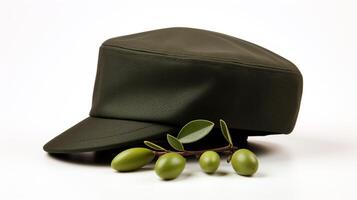 AI generated Photo of Olive Flat Cap isolated on white background. AI Generated