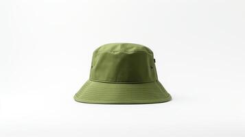 AI generated Photo of Olive Bucket Hat isolated on white background. AI Generated