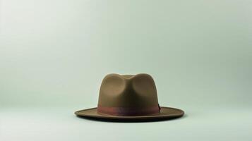 AI generated Photo of Olive Fedora Hat isolated on white background. AI Generated