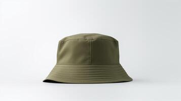 AI generated Photo of Olive Bucket Hat isolated on white background. AI Generated