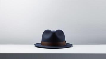 AI generated Photo of Navy Blue Trilby Hat isolated on white background. AI Generated