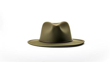 AI generated Photo of Olive Fedora Hat isolated on white background. AI Generated