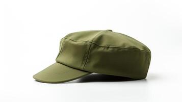 AI generated Photo of Olive Newsboy Cap isolated on white background. AI Generated