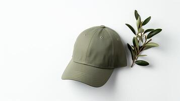 AI generated Photo of Olive Dad Cap isolated on white background. AI Generated