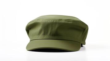 AI generated Photo of Olive Newsboy Cap isolated on white background. AI Generated