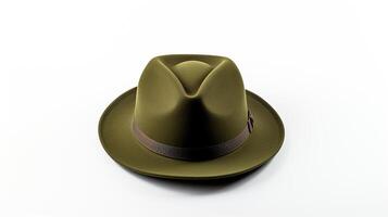 AI generated Photo of Olive Trilby Hat isolated on white background. AI Generated