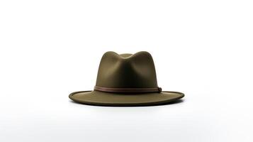 ai generado foto de aceituna fedora sombrero aislado en blanco antecedentes. ai generado