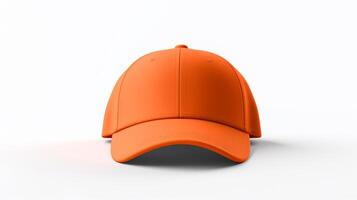 AI generated Photo of Orange Baseball Cap isolated on white background. AI Generated