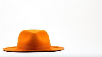 AI generated Photo of Orange Straw hat isolated on white background. AI Generated