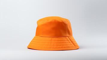AI generated Photo of Orange Bucket Hat isolated on white background. AI Generated