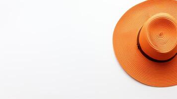 AI generated Photo of Orange Straw hat isolated on white background. AI Generated