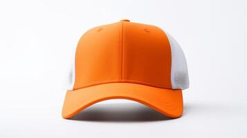 AI generated Photo of Orange Trucker Cap isolated on white background. AI Generated