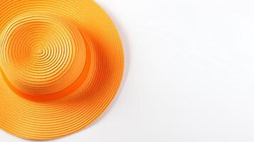 AI generated Photo of Orange Straw hat isolated on white background. AI Generated