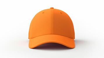 AI generated Photo of Orange Fitted Cap isolated on white background. AI Generated