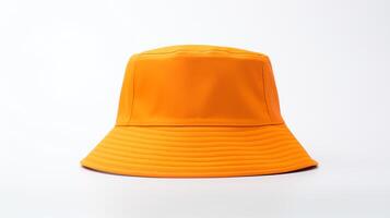 AI generated Photo of Orange Bucket Hat isolated on white background. AI Generated