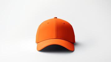 AI generated Photo of Orange Fitted Cap isolated on white background. AI Generated