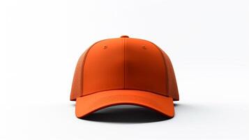 AI generated Photo of Orange Trucker Cap isolated on white background. AI Generated