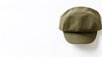 AI generated Photo of Olive Newsboy Cap isolated on white background. AI Generated