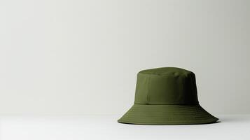 AI generated Photo of Olive Bucket Hat isolated on white background. AI Generated