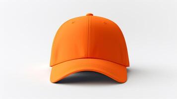 AI generated Photo of Orange Baseball Cap isolated on white background. AI Generated