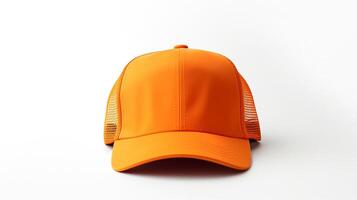 AI generated Photo of Orange Trucker Cap isolated on white background. AI Generated