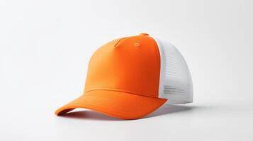 AI generated Photo of Orange Trucker Cap isolated on white background. AI Generated