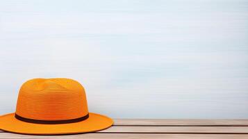 AI generated Photo of Orange Straw hat isolated on white background. AI Generated