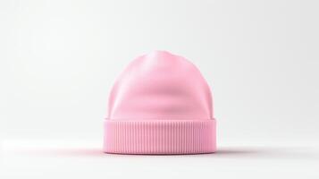 AI generated Photo of Pink Beanie cap isolated on white background. AI Generated