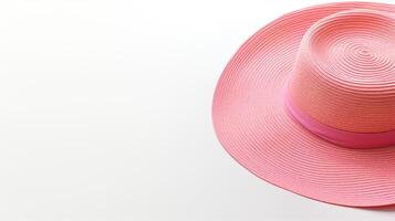 ai generado foto de rosado Paja sombrero aislado en blanco antecedentes. ai generado