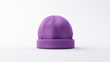 AI generated Photo of Purple Beanie cap isolated on white background. AI Generated