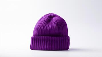 AI generated Photo of Purple Beanie cap isolated on white background. AI Generated