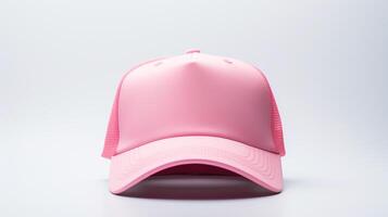 AI generated Photo of Pink Trucker Cap isolated on white background. AI Generated
