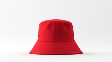 AI generated Photo of Red Bucket Hat isolated on white background. AI Generated