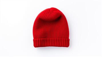 AI generated Photo of Red Beanie cap isolated on white background. AI Generated